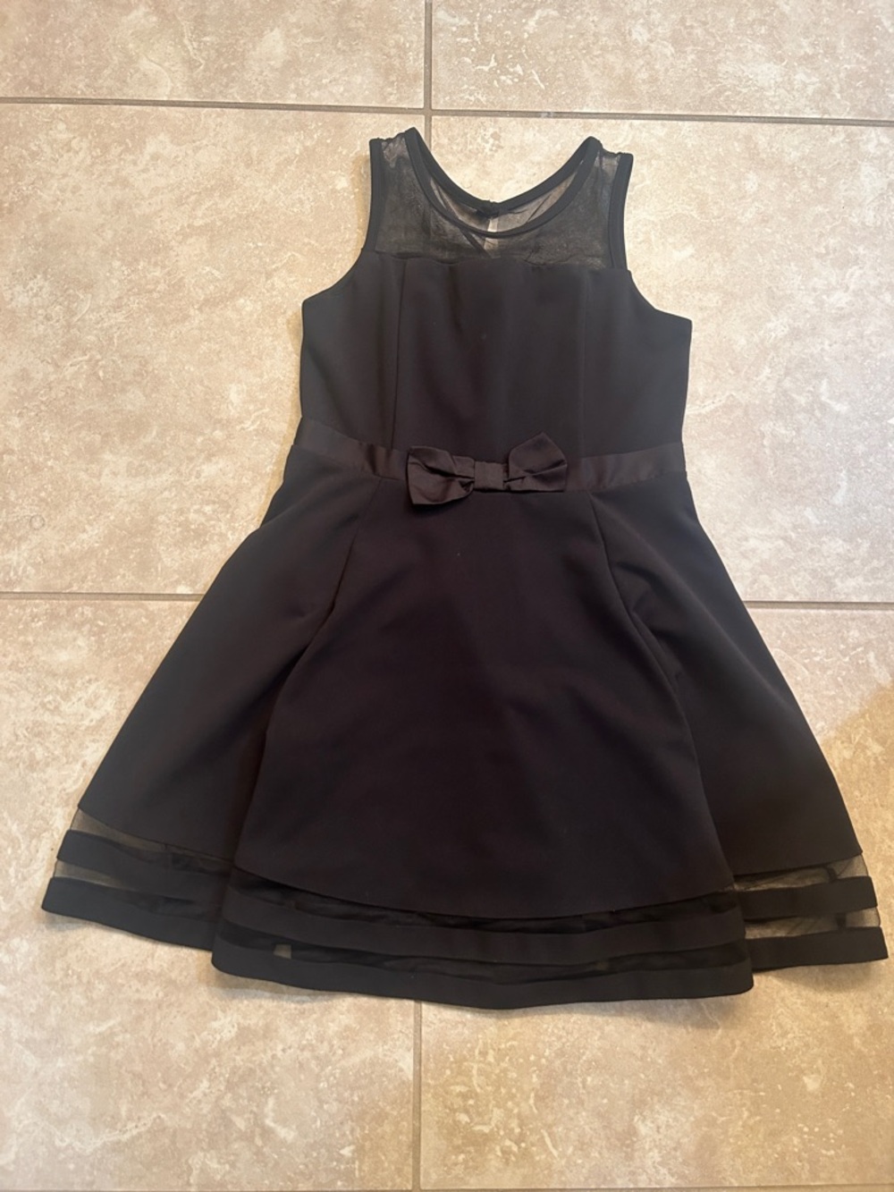 Calvin Klein Bow Girls Black Bow-Accent Party Dress Size 12